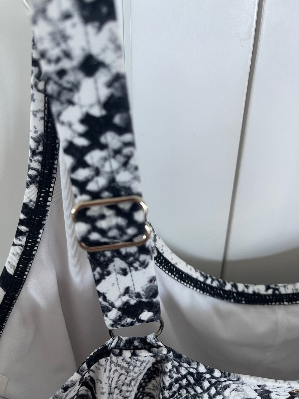 Calvin Klein Black and White Snake-Print Swimsuit - Picture 4 of 5